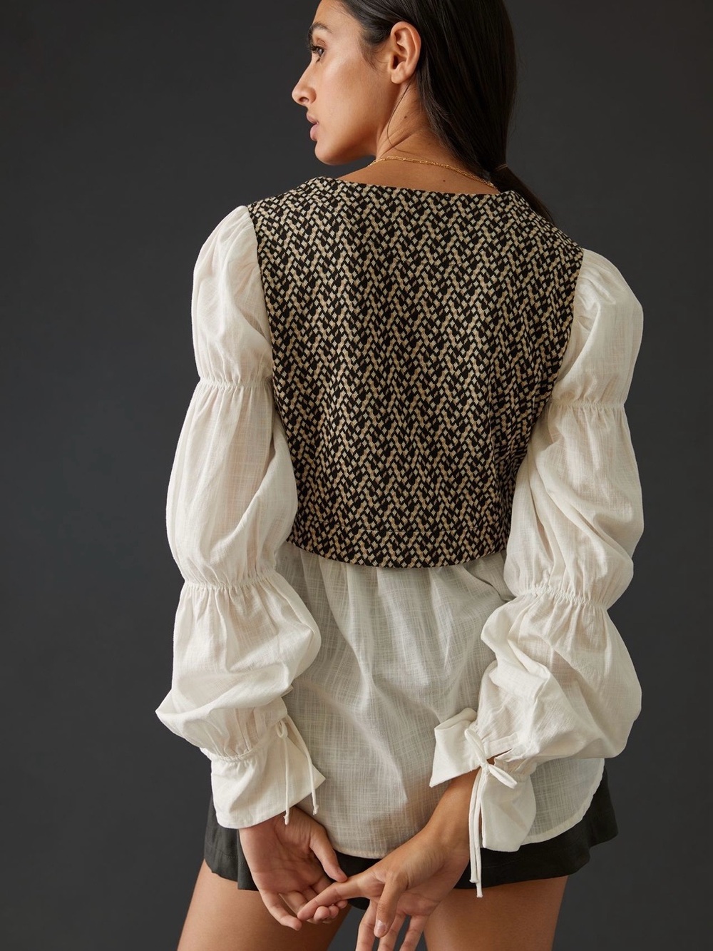 Anthropologie Layered Jacquard Vest/Blouse Attached Size Small EUC - Picture 2 of 12